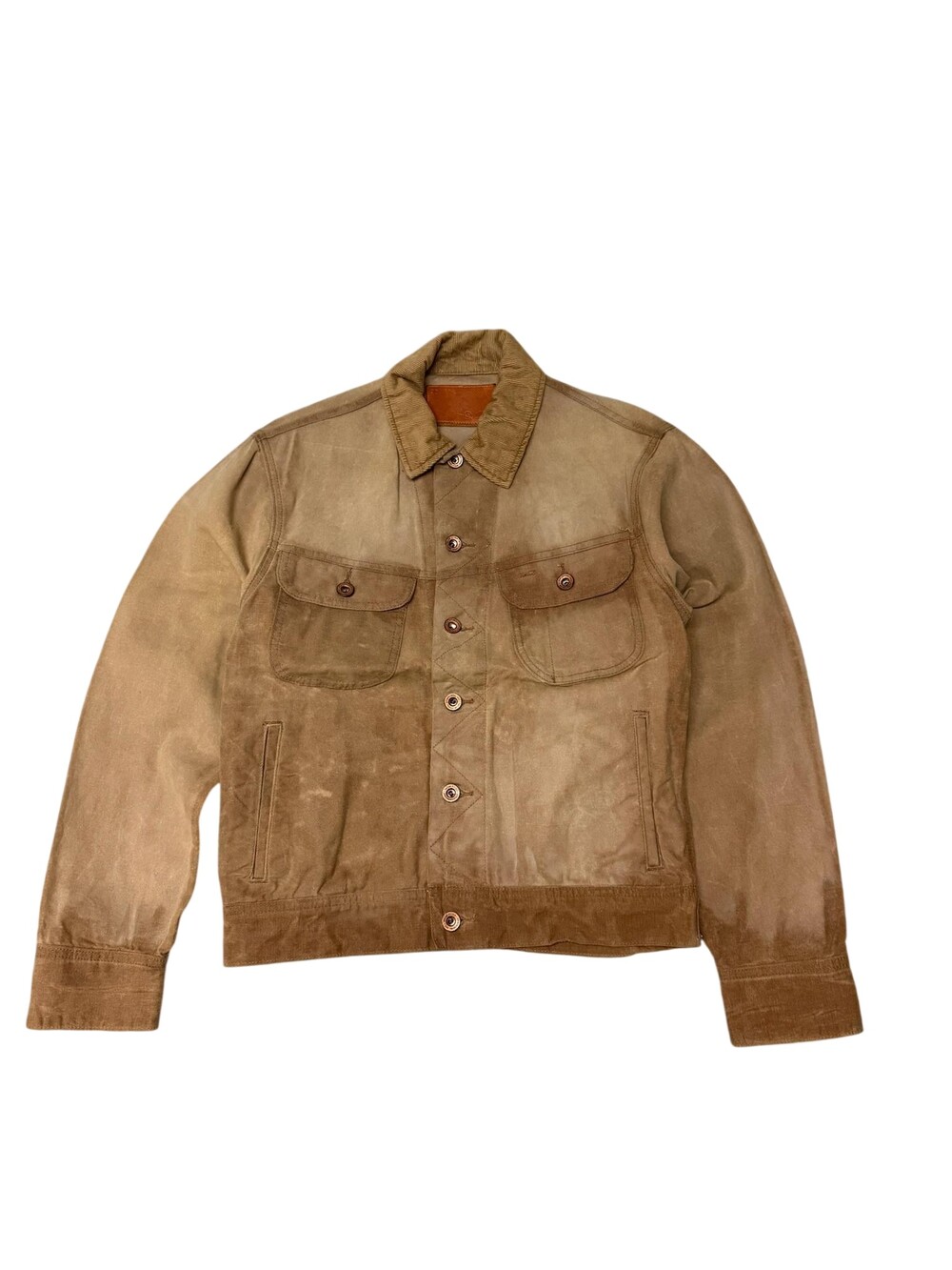 Taylor Stitch Jacket Mens 36 Brown Waxed Canvas Bomber Corduroy Collar Made USA
